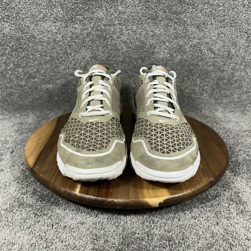 Nike Air Rate Tour 379200-212 Men’s Size 11.5 Khaki Mesh Spiked Golf Shoes Used - Picture 3 of 11